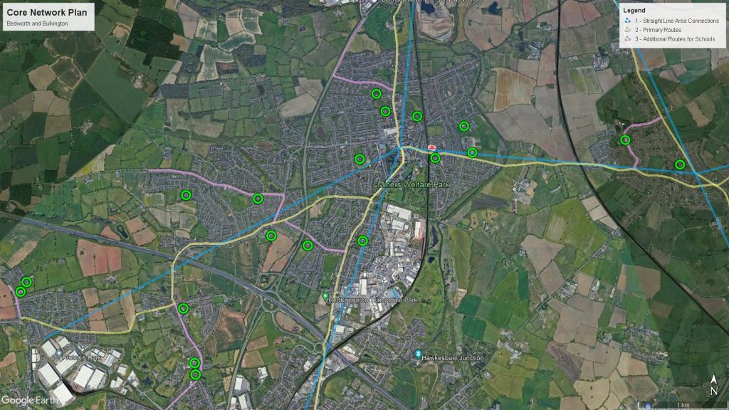 Google Earth Map - Bedworth (Suggested Core Network Plan)